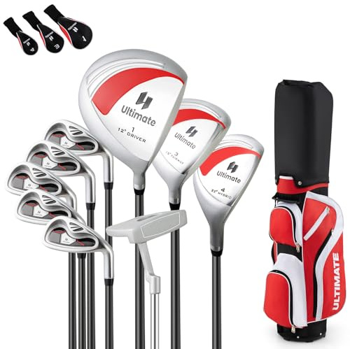 LIFEZEAL Ensemble Complet de Clubs de Golf pour Femme avec Sac pour droitier, Ensemble de Clubs de Golf avec conducteur 1#, Fairway 3#, Hybride 4#, Fer Zinc 6-9#, Fer Zinc P#, Putter (Rouge)