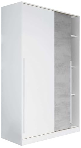 Miroytengo Armoire moderne Max Chambre avec porte coulissante Blanc/gris ciment 120 x 200 cm