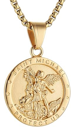 AsAlways St Michael Pendant for Men, with 22+2 Rolo Chain