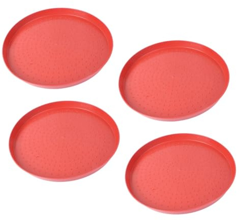 Parliky 4pcs Plastic Poultry Feeding Tray Set for Chicks Ducks Geese Small Chicken Feeder Food Dispenser 35cm Sturdy Poultry Food Container for Brooder Use