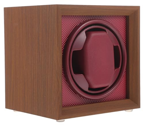 GALPADA Caja Giratoria para Relojes Mecánicos Automática Estuche de Madera Negra de Nogal Interior de ABS Rojo Oscuro Función de 3 Modos Ajustables Protector para Colección y Uso
