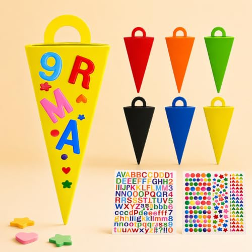 Lot de 24 Mini Cornets Scolaires Pliables DIY, Cornets en Papier 14 cm