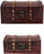 infinimo Schatztruhe Milagro - 2er Set - Große + Kleine Holztruhe, Piratenkiste, Geschenk-Box verschließbar mit Deckel und Schloss, Schatzkiste