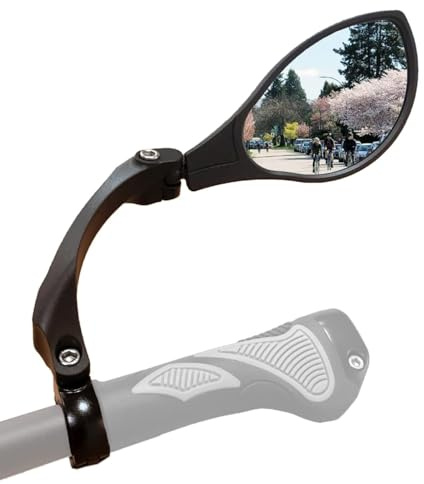 Hafny New Handlebar Bike Mirror, HD Blast-Resistant, Safe Crystal Clear Glass Mirror, Adjustable Rotatable Bike Mirror, Rearview Mirror, Bicycle Mirror, HF-M902RS-FR01