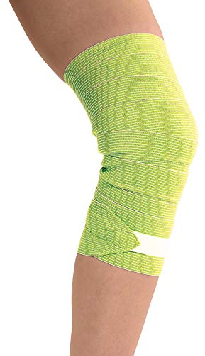 TOROS-GROUP Medical elastic bandage with textile attachment 2 PACK Yellow Green 1.5m * 8cm