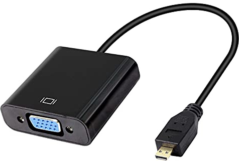 XMSJSIY Adattatore da Micro HDMI a VGA, 1080p, Full HD, da micro HDMI maschio a VGA femmina, interfaccia per monitor desktop, proiettori, computer portatili, tablet