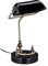 Relaxdays Bankerlampe, Glasschirm, Holzfuß, neigbare Bibliothekslampe, E27-Fassung, Schreibtischlampe Retro, schwarz