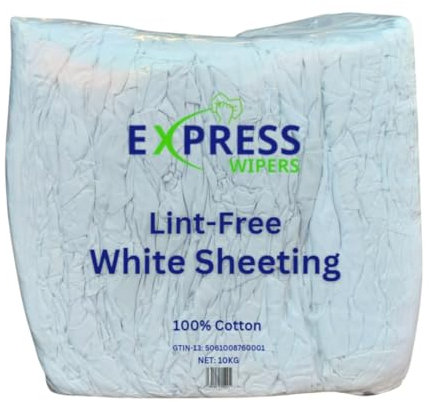 Express Wipers - 10 kg de chiffons de nettoyage blancs non pelucheux 100 % coton
