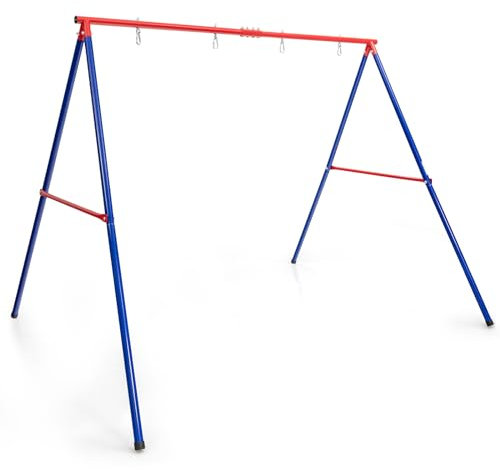 GOPLUS Portique Balançoire Exterieur, Cadre Support de Nid d’Oiseaux pour Adulte et Enfant,Portique Balancoire 2 Places Charge 300KG(Rouge, sans Balançoire)