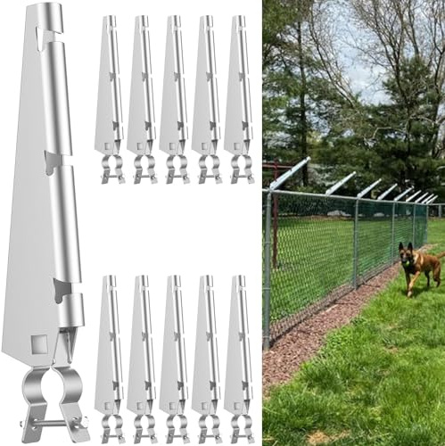 10 Pack Barbed Wire Arm for 1-3/8 Chain Link Fence, Galvanized Steel Fence Height Extender for Garden, for Outdoor Fences to Increase Height, Protect Privacy and Pets Jumping Off