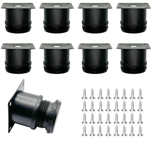 WWYSSZ 8 Piezas Patas para Muebles Altura Regulables, Patas Regulables para Muebles, Patas de Muebles Ajustables, Ø 5cm/Altura 5cm Redondo Negro, Patas para Mesa de Centro,Sofa,Cama,Gabinete,Muebles
