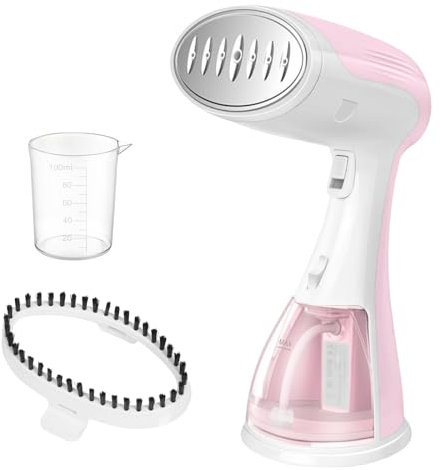 Travel Stiratore Portatile, Ferro da Stiro da Viaggio, Potenza 1500W, Getto di Vapore da 27g/min, Capacità Serbatoio Acqua 300ml, Ferro da Stiro per Stirare i Tuoi Capi Rapidamente - Rosa