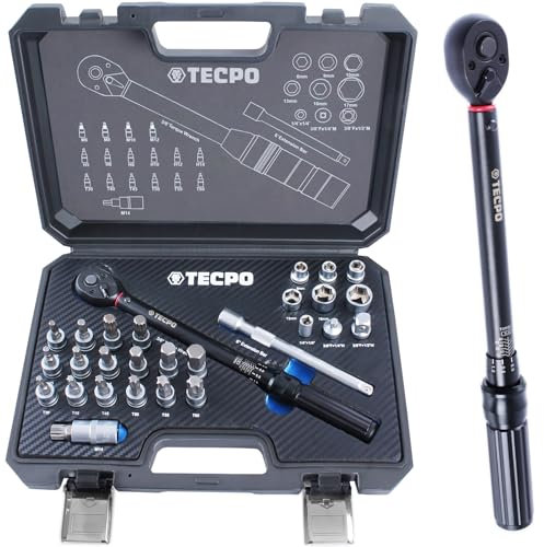 TECPO Motorrad Drehmomentschlüssel Set 3/8 5-60Nm Schlüssel feine Abstufung