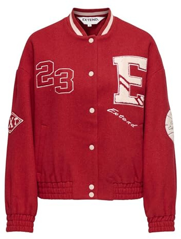 Only Onlchara L/S baseballjacka Xt Pnt, hög risk röd, l, Hög risk Röd, L