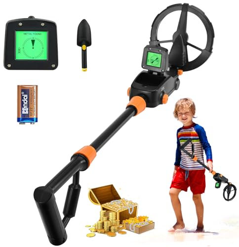 Metalldetektor für Kinder, Verstellbarer Empfindlichkeit Metalldetektor Kinder mit LCD-Display und wasserdichter Suchspule, Leichter Metalldetektor Kinder und Anfänger zur Metallsuche