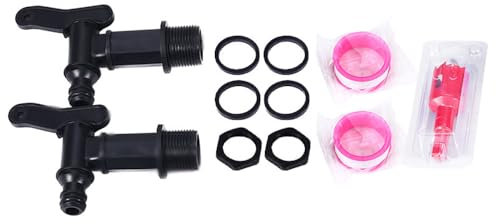 IBC - Set di rubinetti cisterna con filettatura da 3/4, valvola S60 x 6 con nastro, aprifori, dadi di bloccaggio, accessori per barile di pioggia, casa, giardino (plastica)