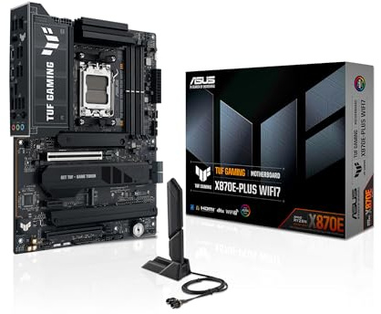 ASUS TUF Gaming X870E-PLUS WIFI7 AMD Motherboard, 16+2+1 Power Stages, PCIe 5.0, Four M.2 Slots