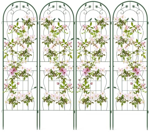 RELAX4LIFE Traliccio per Rampicanti da 2/4 Pezzi, Pannelli di Recinzione Decorativi da Giardino, Grigliato per Piante Rampicanti (180 x 50 cm,Verde | 4Pcs)