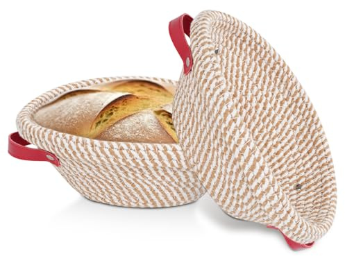 2 Pack Zunmial Banneton Sourdough Bread Proofing Baskets, 9 inch Round | with Liner&Cover, Cotton Rope Proofing Baskets for Sour Dough Bread Baking, Artisan Bread Making, Gifts for Women, Bakers