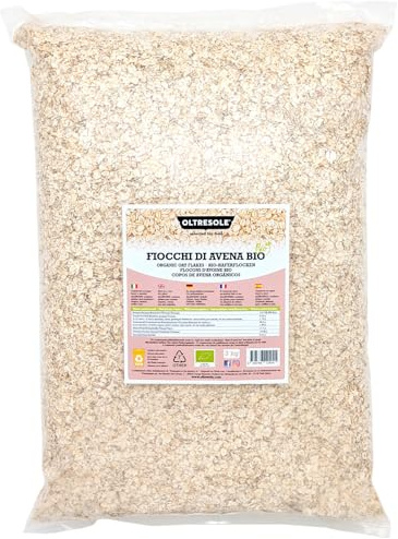 Oltresole, Fiocchi di Avena Biologici Piccoli 1 Kg, Avena BIO, Cereali da Agricoltura Biologica, Ricchi di Fibre, Ideali per Colazione e Porridge, Senza Additivi, Formato Convenienza