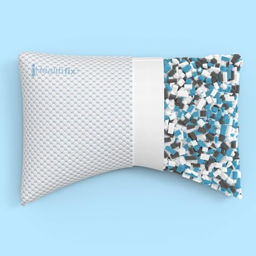Healthfix DreamFix Almohada ortopédica 65 x 44 cm – Almohada cervical ajustable para dormir de lado, espalda y boca abajo, funda refrescante, espuma viscoelástica