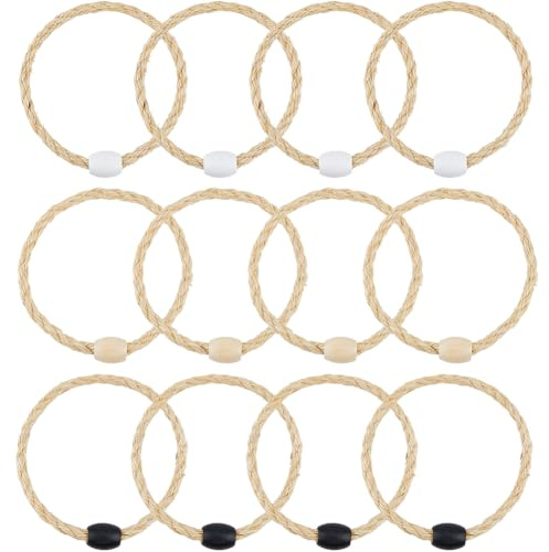 DICOSMETIC Juego de lanzamiento de anillos de cuerda de sisal de 3 colores, juego de lanzamiento al aire libre, juego de carnaval, reutilizable, redondo, en negro y blanco, piezas de repuesto para
