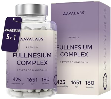 High Strength Magnesium Supplements for Women and Men -1575mg per Daily Dose (425mg Elemental) - Chelated Magnesium Glycinate, Citrate, Malate, and Oxide - 180 Capsules - Vegan