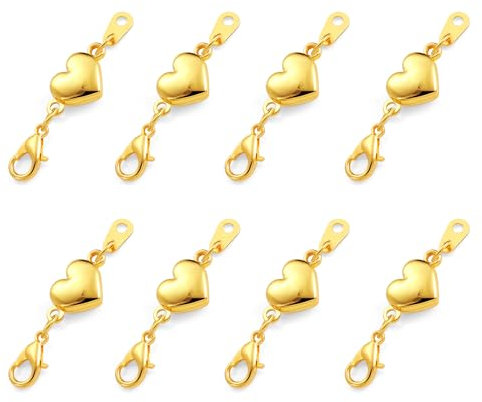 Gold Armband Verschluss Magnetische Kettenverschluss, 8 Stück Herz Magnetische Verschlüsse für Armbänder Fußkettchen Ketten Silber Verschlüsse zum Basteln Schmuck verschluss herstellungszubehör