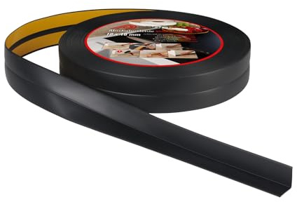 ProfiPVC Perfil Angular Suelo 18x18mm - 20 metros, Rodapié de acabado, ideal para cocina y baño, cinta autoadhesiva de PVC, rodapié flexible y blanda, Negro