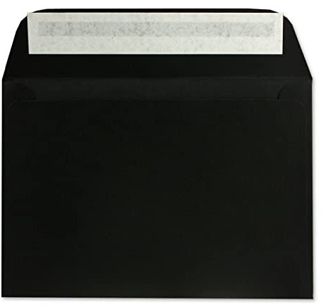 25 DIN C6 Brief-Umschläge Schwarz - 11,4 x 16,2 cm - 90 Gramm Haftklebung Standard Brief-Kuverts für Taufe & Einladungen von Ihrem Glüxx-Agent