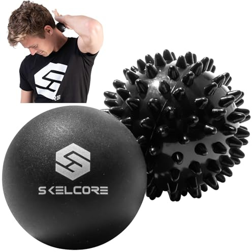 Skelcore 2-Piece Therapy Massage Ball Set - Lacrosse & Trigger Point Balls for Back Pain Relief, Foot Massager, Physical Therapy, Plantar Fasciitis, Deep Tissue Myofascial Release, Exercise & Yoga