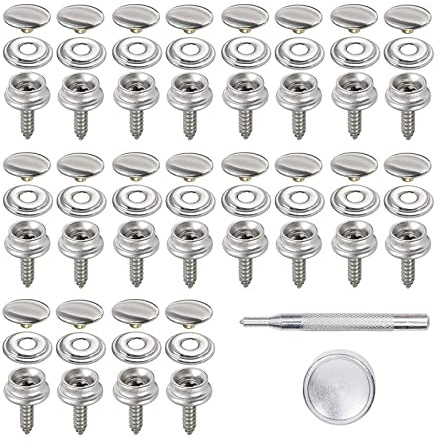 20 stycken tryckknappar, metalltryckknappar, tryckknappar, skruvar rostfritt stål, tryckknapp för att skruva fast rostfritt stål, för presenning, fartyg, möbler, segelduk, biltält, läder