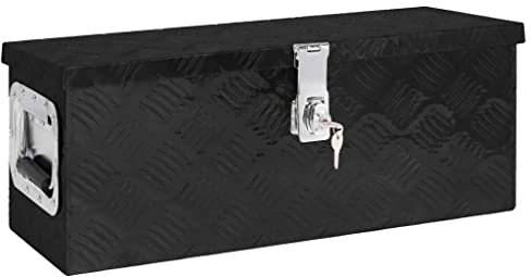 vidaXL Caja de Almacenaje Remolque Herramientas con Tapa Baúl Accesorio para Casa Coleccionables Organizador Garaje de Aluminio Negro