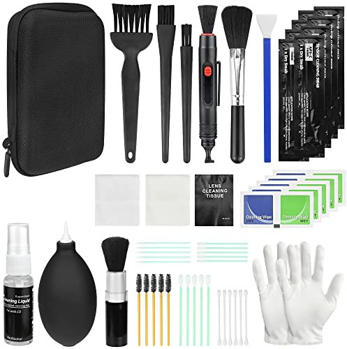 20-i-1 professionell kamerarengöring objektiv rengöringsset för DSLR-kamera objektiv filter mobiltelefoner med linsrengöringspenna, linsborste, raketblåsare, rengöringsduk