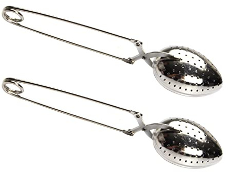2 Pcs Brewing Spoons Hand Clip Design Tea Strainers Encrypted Filter Holes Tea Filter Tong for Loose Leaf Tea and Mulling Spices