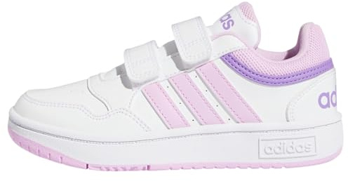 adidas Unisex Hoops Lifestyle Basketball Hook-and-Loop Sneakers, FTWR White/Bliss Lilac/Violet Fusion, 11K
