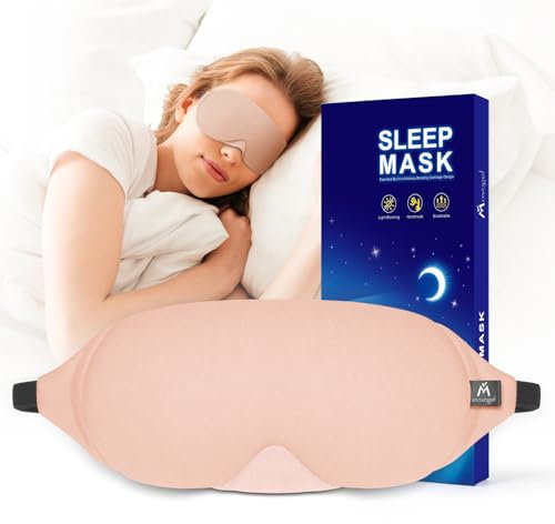 Mavogel Cotton Sleep Eye Mask - Breathable Light Blocking Sleep Mask, Soft Comfortable Night Eye Mask for Men Women, Eye Cover for Travel/Sleeping/Shift Work, Includes Travel Pouch (Pink)