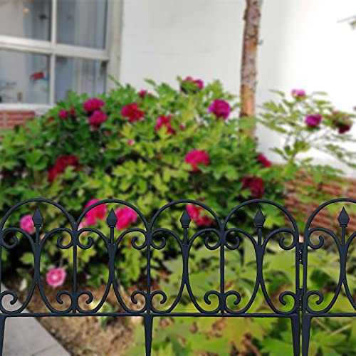 5Pcs Decorative Garden Fence, Black Plastic Folding Flowerbed Edging Picket, Outdoor Garden Landscape Path Fence Panels for Grass Lawn Flowerbeds Plant Borders(#1)