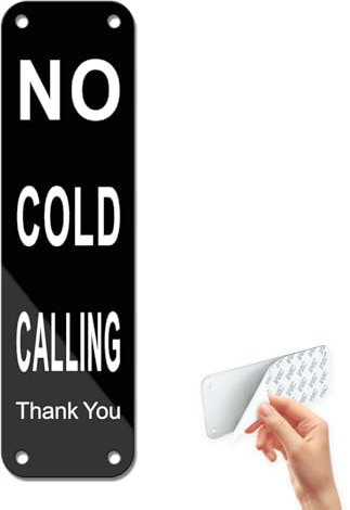 Goodvia Letrero de aluminio autoadhesivo con texto en inglés No Cold Callers, 16 x 4,6 cm