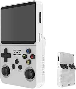 R36S Handheld Game Console, 64GB TF Card, 17,000+ Retro Games, 3.5-Inch MIPI Screen, Open Source Linux, Portable Video Player (White)
