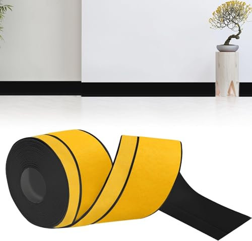 bechoanigel Plinthe Souple Autoadhésive, 80mm x 20mm x 6m Plinthe Adhesive PVC Imperméable, Résistant à L'huile, à L'épreuve de la Moisissure pour la Cuisine et la Salle de Bain (Noir)