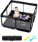 derimkcoa Laufstall Baby,Laufgitter Baby,Große Kinder Sicherheitsspielplatz,Kinderzaun mit Atmungsaktivem Netz,Tragbarer Laufstall für Drinnen und Draußen(130x130x66cm,Schwarz)