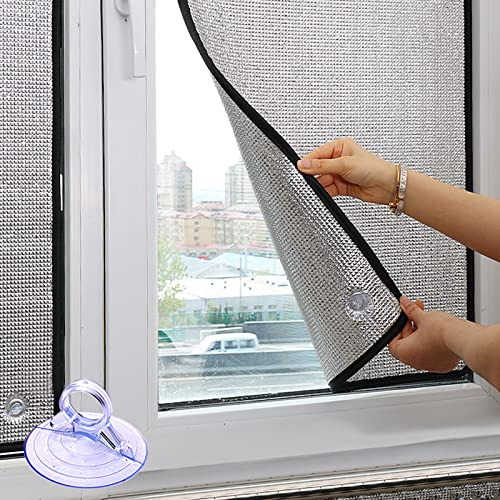 Genérico Película para Ventanas con protección Solar y privacidad, película Reflectante con Aislamiento térmico, lámina Aislante de Aluminio, película de Control de Calor, con Ventosa