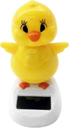 Solar Powered Dancing Chick, Solar Dancing Figurines, Solar Bobblehead Chicken, Solar-Powered Car Charm, Cartoon Bobble Head Chick Ornaments Figures for Car Dashboard, Car Dashboard Solar Power Kits