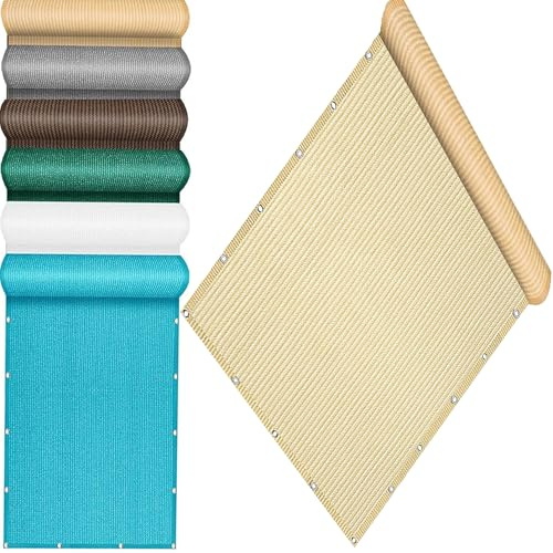 QINLIQIN Privacidad de Balcón y Pantallas 62 x 180 cm Valla Privacidad para Balcón Opaque Protección de La Intimidad con Ataduras de Cables para Piscina Patio, Color Crema