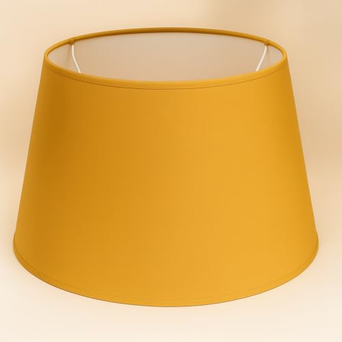 40 cm Lampenschirm, Kegel, Baumwollstoff mit weißer PVC-Rückseite, handgefertigtes Produkt, für Tischlampe, Stehlampe (Ocker)