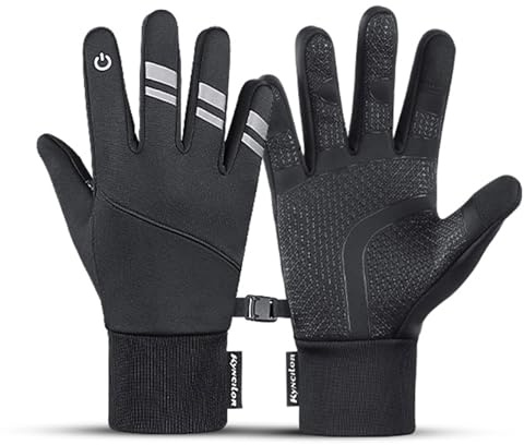 Hapivida Gants d'hiver Chaud à écran Tactile, Gants de Cyclisme Thermiques, Gants de Sport Course de Conduite VTT Escalade Randonnée Imperméable(Noir-XL)