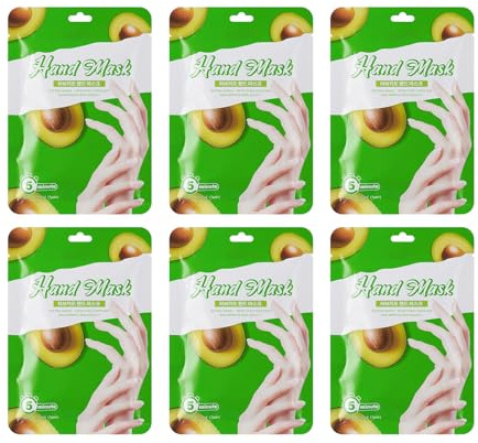 Hinapan 6 Paia Maschera Mani all'Avocado, Guanti di Cura Mani Esfolianti, Idratazione Intensa e Riparazione per Secche e Screpolate, Schiarisce e Ammorbidisce la Pelle delle