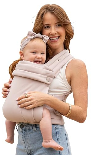 Infantino Honey Blossom Baby Carrier, Ergonomic Infant to Toddler Carrier, Hip Healthy “M” Position Support, Adjustable Sliding Seat, Padded Cross-Back Straps, 7-40 lbs, Toasted Almond