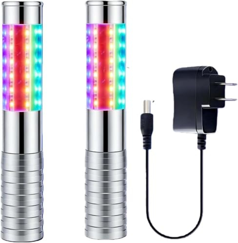 2 Pack LED Bottle Lights – Recargable Strobe Sticks and Luminous Sticks for Champagne Bottles Bar, Club, Partido, Birthday, Wedding, Events (plata)